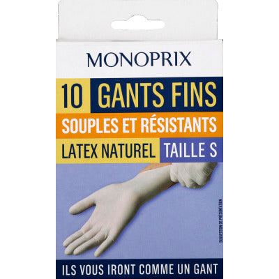 Monoprix Gants Fins Souples Et Résistants, Latex Naturel, Taille S Monoprix Gants Fins Souples Et Résistants, Latex Naturel, Taille S