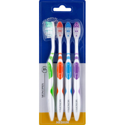 Monoprix Brosse à dents medium x4 Monoprix Brosse à dents medium x4