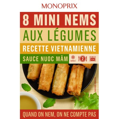 Monoprix mini nems aux légumes sauce nuoc mâm x8 220g Monoprix mini nems aux légumes sauce nuoc mâm x8 220g