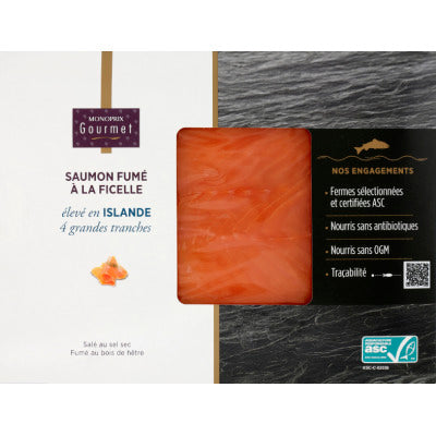 Monoprix Gourmet Saumon ficel Island 4 tranches 160g Monoprix Gourmet Saumon ficel Island 4 tranches 160g