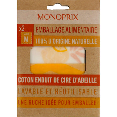 Monoprix Emballage alimentaire réutilisable taille M x2 Monoprix Emballage alimentaire réutilisable taille M x2