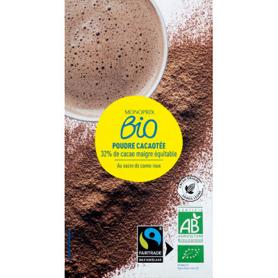 Monoprix Bio Poudre Cacaotée 32% de Cacao Maigre Equitable 500g Monoprix Bio Poudre Cacaotée 32% de Cacao Maigre Equitable 500g