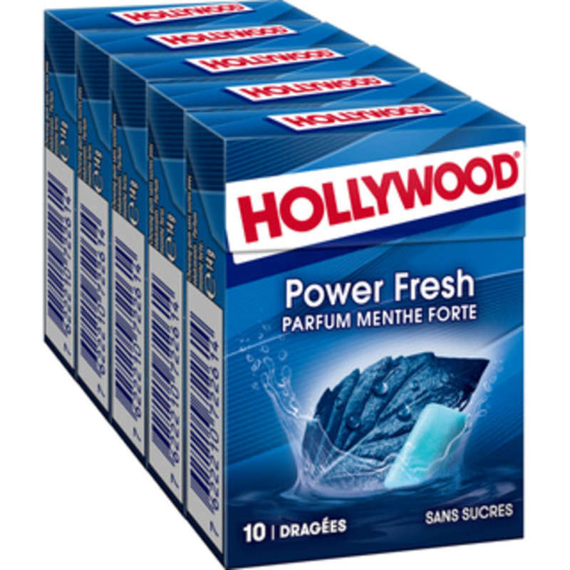 Hollywood Power Fresh x10 Chewing-gum Menthe Forte Sans Sucres 70g Hollywood Power Fresh x10 Chewing-gum Menthe Forte Sans Sucres 70g