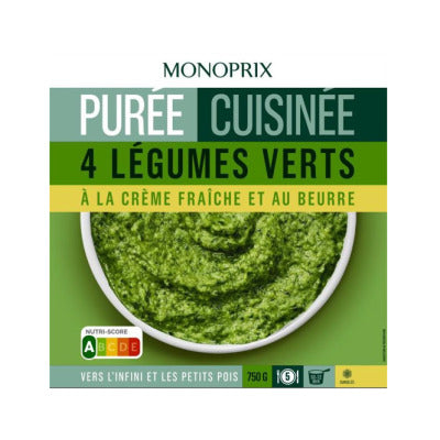 Monoprix Purée Aux 4 Légumes Verts 750G Monoprix Purée Aux 4 Légumes Verts 750G