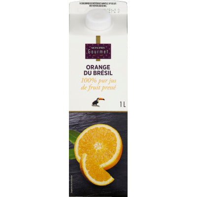 Monoprix Gourmet Orange du Brésil 100% pur jus de fruit pressé 1L Monoprix Gourmet Orange du Brésil 100% pur jus de fruit pressé 1L