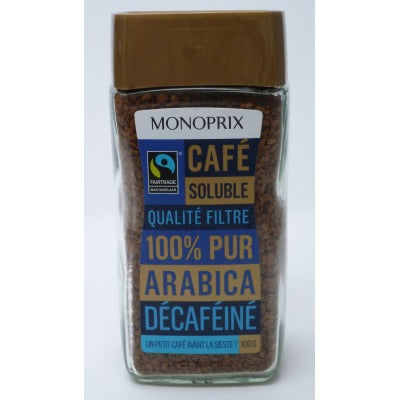 Monoprix Café Soluble Décaféiné 100% Arabica 100g Monoprix Café Soluble Décaféiné 100% Arabica 100g