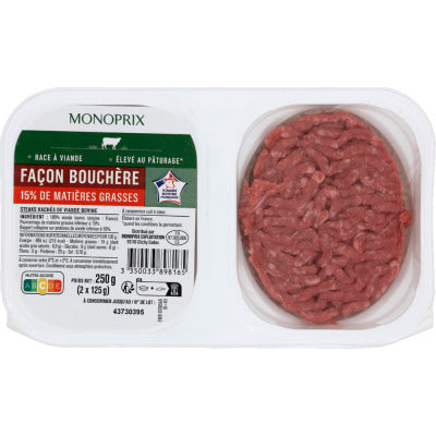 Monoprix Steack Hachés 15% 2x125g Monoprix Steack Hachés 15% 2x125g