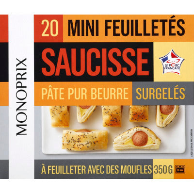 Monoprix 20 Mini feuilletés saucisse 350g Monoprix 20 Mini feuilletés saucisse 350g
