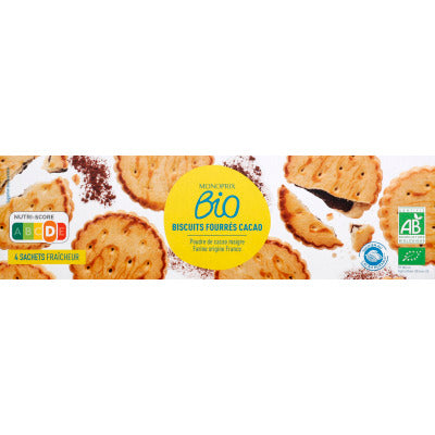 Monoprix Bio Goûters fourrés au cacao 185g Monoprix Bio Goûters fourrés au cacao 185g
