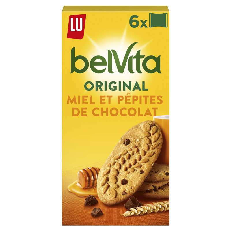 Lu Belvita Petit Déjeuner Biscuits Miel et aux pépites de Chocolat 435g Lu Belvita Petit Déjeuner Biscuits Miel et aux pépites de Chocolat 435g