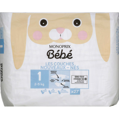 Monoprix bébé couches nouveaux nés taille1 x27 Monoprix bébé couches nouveaux nés taille1 x27