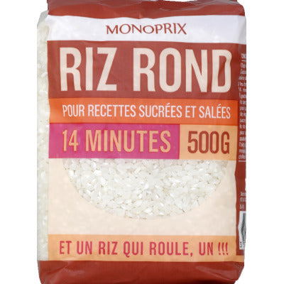 Monoprix Riz Rond Pour Recettes Salées et Sucrées 500g Monoprix Riz Rond Pour Recettes Salées et Sucrées 500g