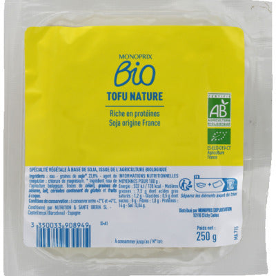 Monoprix Bio Tofu Nature 250g Monoprix Bio Tofu Nature 250g