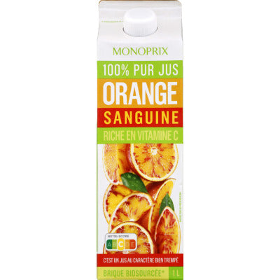Monoprix Jus d'orange sanguine 100% pur jus 1L Monoprix Jus d'orange sanguine 100% pur jus 1L