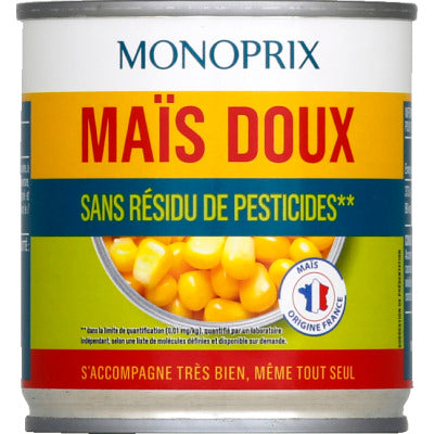 Monoprix maïs doux sans résidus de pesticides 140g Monoprix maïs doux sans résidus de pesticides 140g