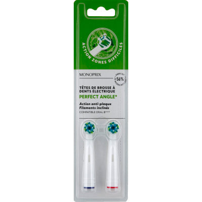 Monoprix Tête de Brosse à dents électrique perfect angle x2 Monoprix Tête de Brosse à dents électrique perfect angle x2
