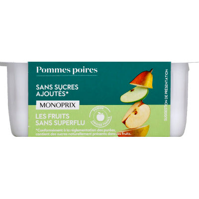 Monoprix purée pommes poires 4x90g Monoprix purée pommes poires 4x90g