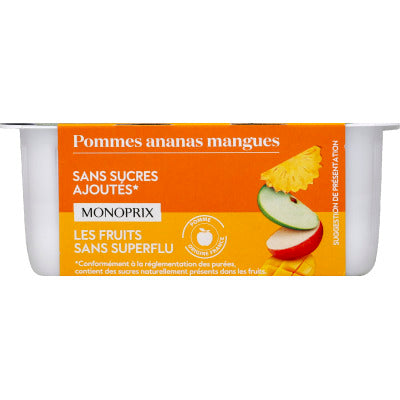 Monoprix Compotes Pommes Ananas Mangues 4x100g Monoprix Compotes Pommes Ananas Mangues 4x100g