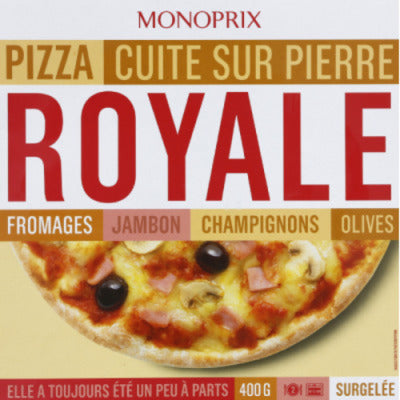 Monoprix Pizza Royale Cuite Sur Pierre Fromages Jambon Champignons Olives 400g Monoprix Pizza Royale Cuite Sur Pierre Fromages Jambon Champignons Olives 400g