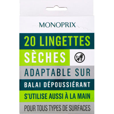 Monoprix 20 Lingettes sèches dépoussiérantes adaptable Monoprix 20 Lingettes sèches dépoussiérantes adaptable
