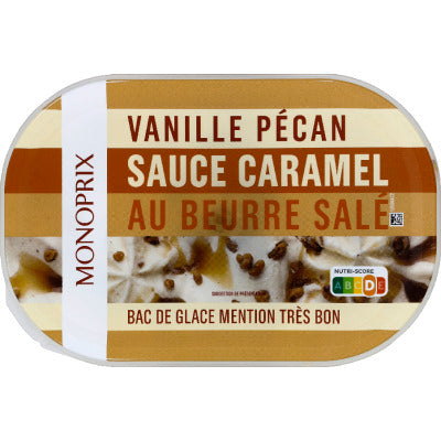 Monoprix Vanille pécan sauce caramel beurre salé 509g Monoprix vanille pécan sauce caramel beurre salé 509g