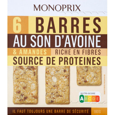 Monoprix 6 Barres son avoine 180g Monoprix 6 Barres son avoine 180g