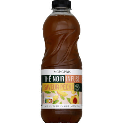 Monoprix thé noir infusé saveur pêche 1l Monoprix thé noir infusé saveur pêche 1l