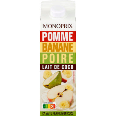 Monoprix Jus pomme banane poire lait de coco 1L Monoprix Jus pomme banane poire lait de coco 1L