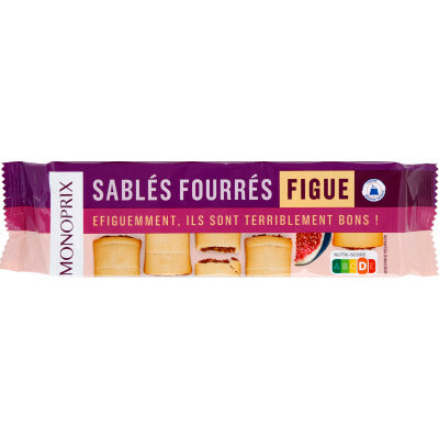 Monoprix sablés fourrés figue 165g Monoprix sablés fourrés figue 165g