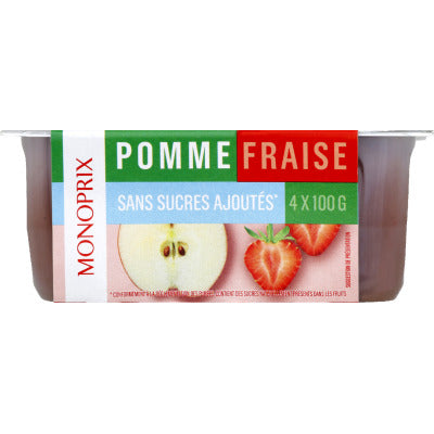 Monoprix Purée de Pomme fraise 4x100g Monoprix purée de pomme fraise 4x100g