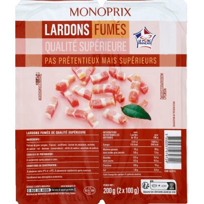 Monoprix Lardons Fumés Qualité Supérieure 200g Monoprix Lardons Fumés Qualité Supérieure 200g