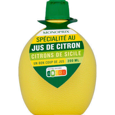 Monoprix Jus de citron de Sicile 200ml Monoprix jus de citron de Sicile 200ml