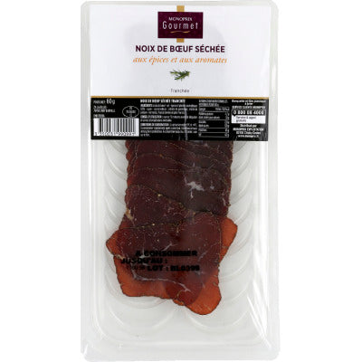 Monoprix Gourmet Noix de Boeuf Séchée aux Epices et aux Aromates 60g Monoprix Gourmet Noix de Boeuf Séchée aux Epices et aux Aromates 60g