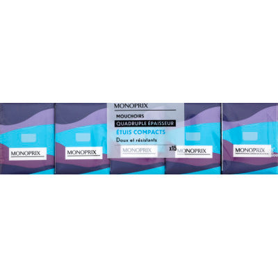 Monoprix Etuis Mouchoirs Compacts Douceur & Résistance x15 Monoprix Etuis Mouchoirs Compacts Douceur & Résistance X15