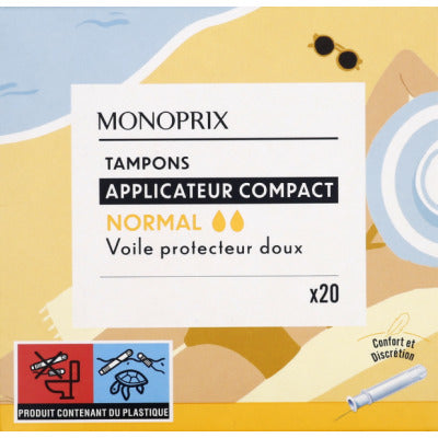 Monoprix Tampons Normal Avec Applicateur Compact x20 Monoprix Tampons Normal Avec Applicateur Compact x20