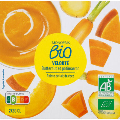 Monoprix Bio Velouté butternut et potimarron 2x30cl Monoprix Bio velouté butternut et potimarron 2x30cl