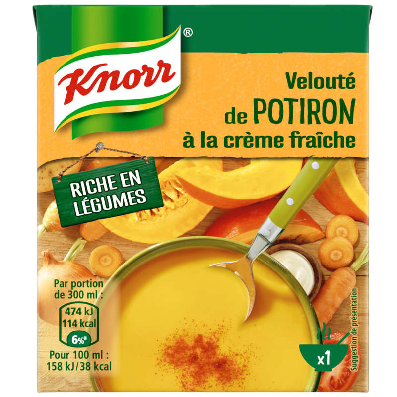 Knorr Les Classiques Soupe Liquide Velouté Potiron Crème Fraîche 30cl Knorr Les Classiques Soupe Liquide Velouté Potiron Crème Fraîche 30cl