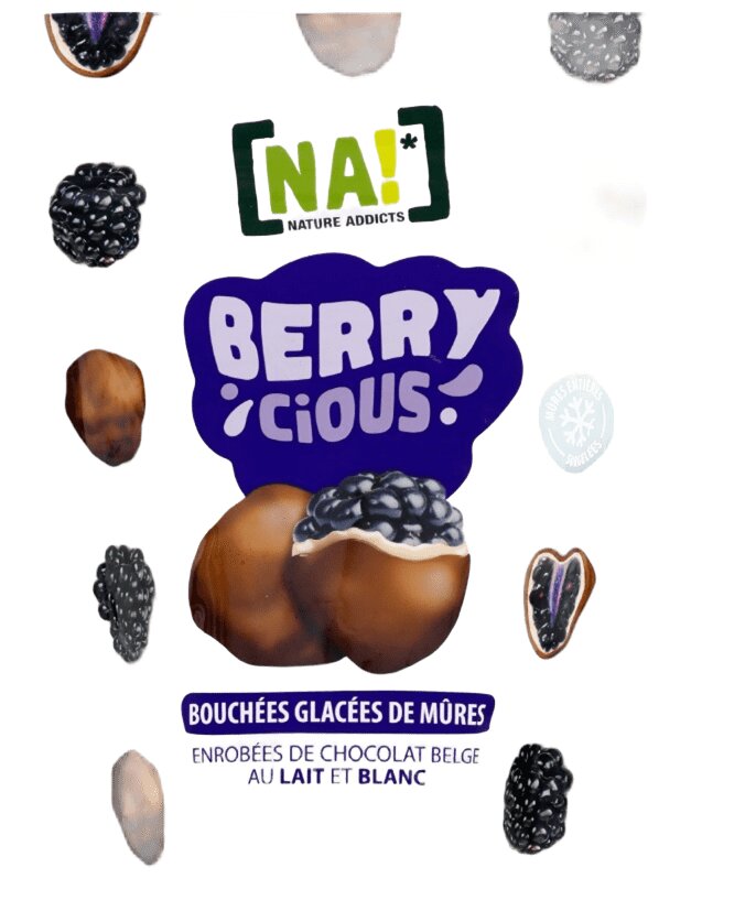 [NA !*] Mûres chocolat au lait et blanc surgelées 100g