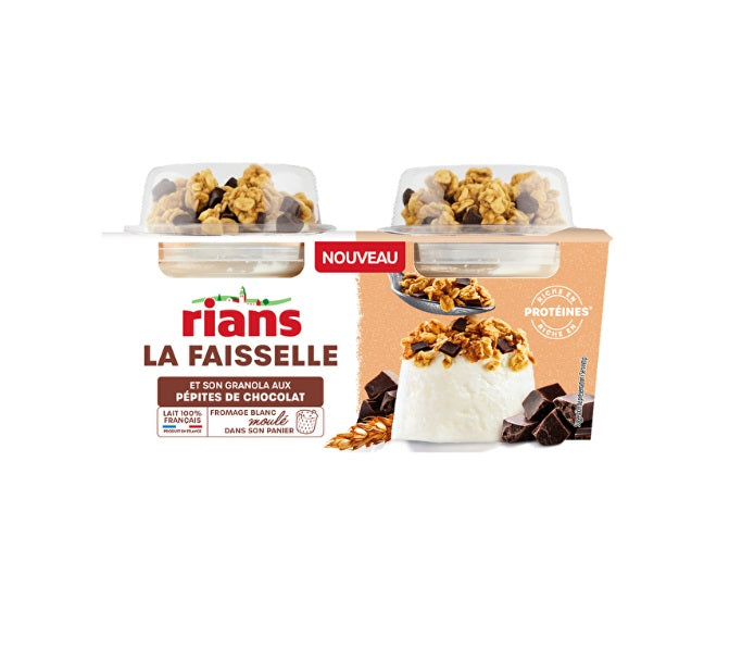 Rians Faisselle et son granola aux pépites de chocolat 2x110g
