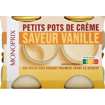 Monoprix Pot de crème vanille 4x100g
