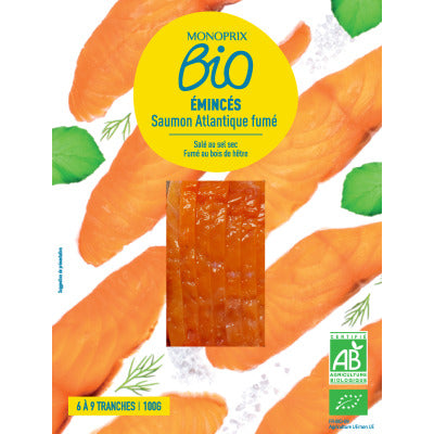 Monoprix bio émincés de saumon fumé 100g