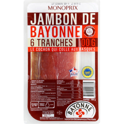 Monoprix Jambon De Bayonne 100g