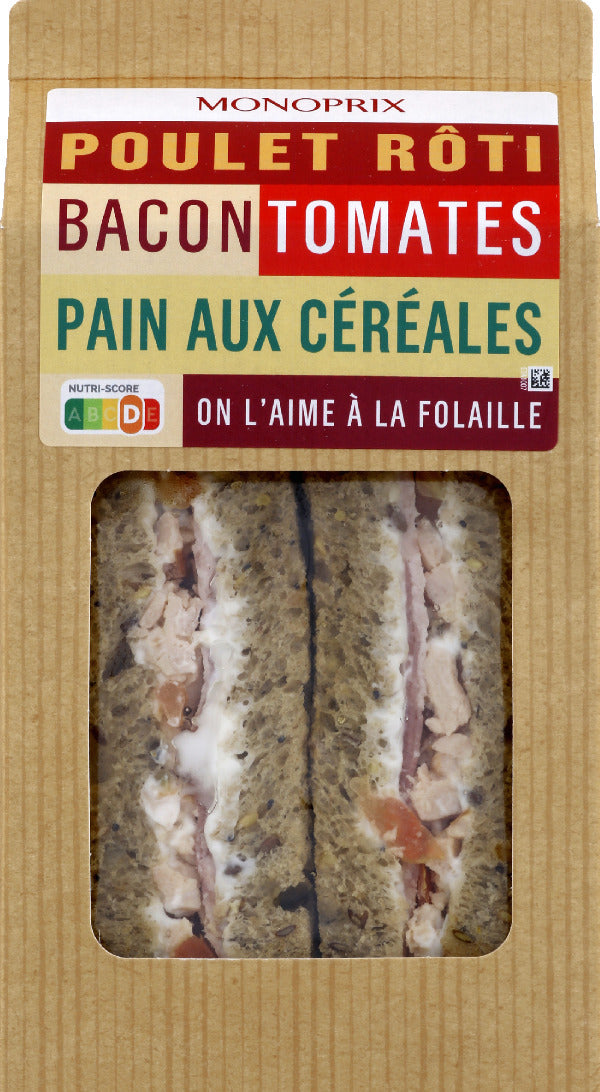 Monoprix Sandwich Poulet Rôti Tomate Pain Céréales 170g