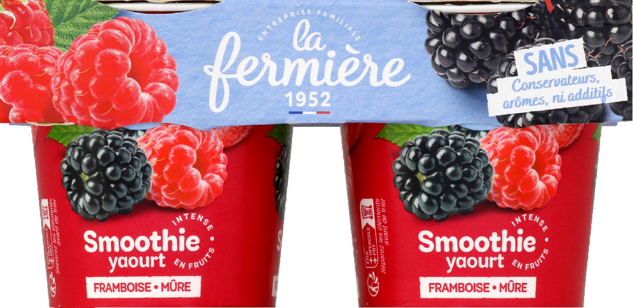 La Fermière Yaourt Smoothie Framboise Mûre 2x140g