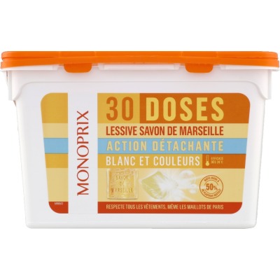 Monoprix Lessive Mono Dose au Savon de Marseille 540g x30