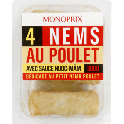 Monoprix nems au poulet avec sauce nuoc-mâm 300g