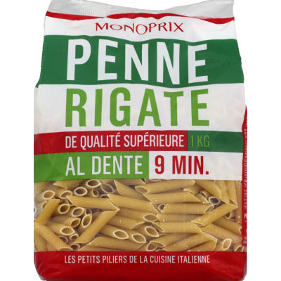 Monoprix Penne Rigate Qualité Supérieure Prêt en 9 minutes 1kg