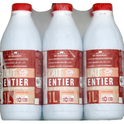 Monoprix Lait UHT entier 6x1L