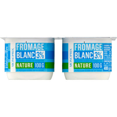 Monoprix Fromage Blanc 3% nature 4x100g