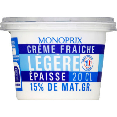 Monoprix Crème Fraîche Légère 15% de Matières Grasses 20cl